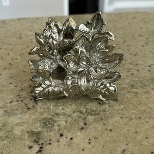 Arthur Court Vintage Silver Plated Napkin/Letter Holder Floral